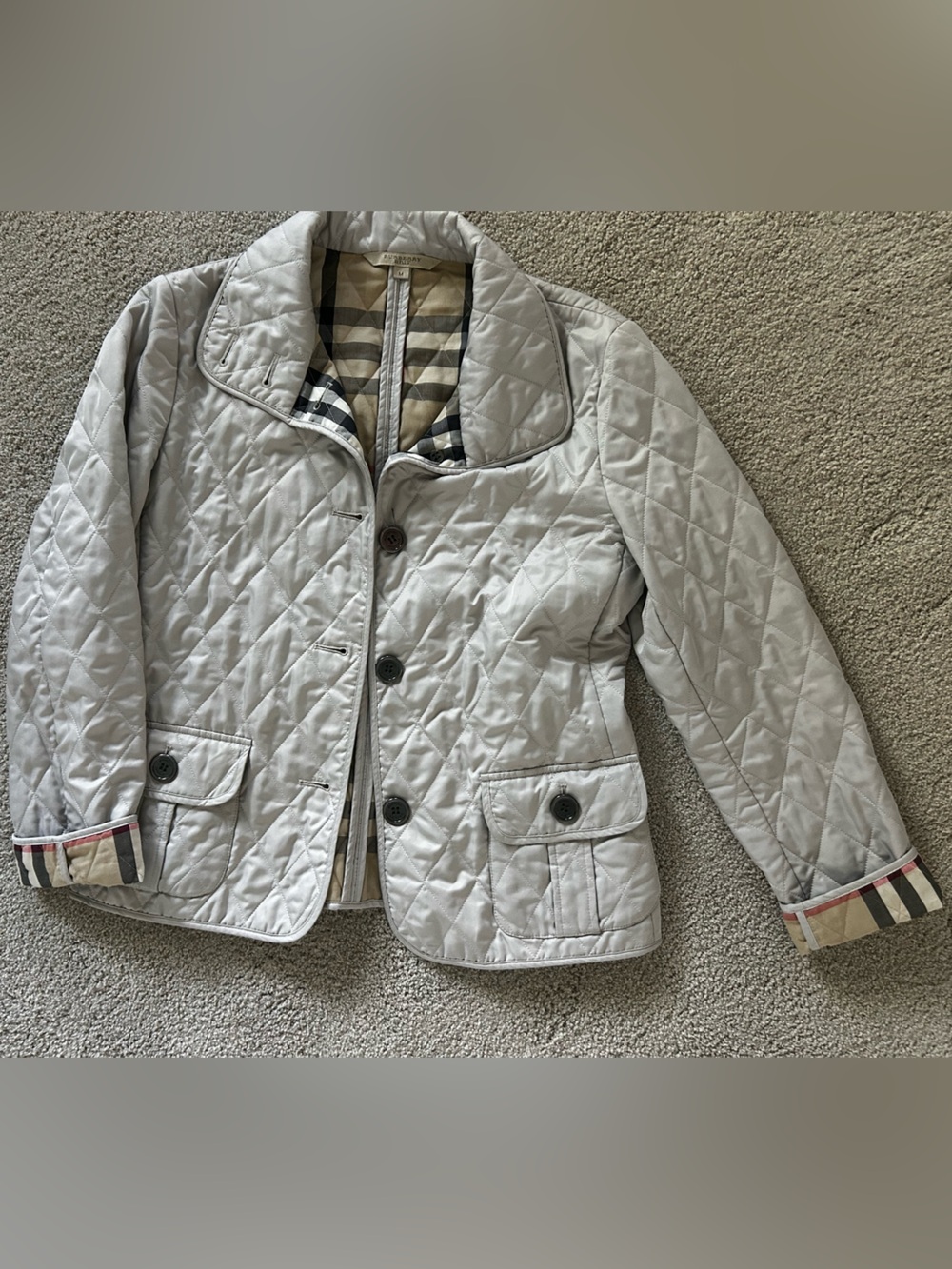 Burberry Beige/Tan Quilted Jacket with Signature Check Lining